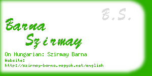 barna szirmay business card